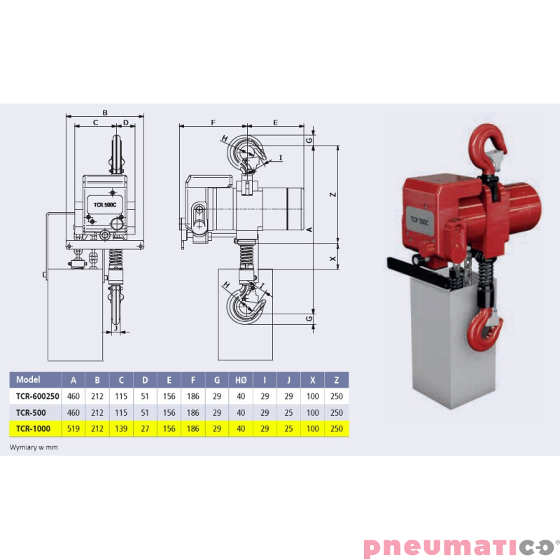 Red Rooster TCR-1000P2E wymiary