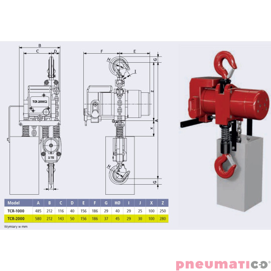 Red Rooster TCR-2000C2 wymiary