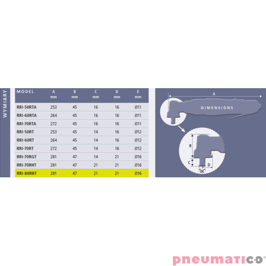 Klucz impulsowy kątowy Red Roster RRI-80RHT Shut Off 3/8"