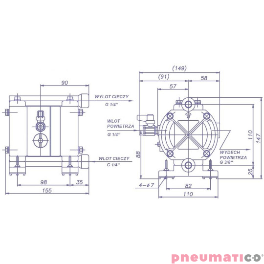 Pompa membranowa YAMADA (NDP-05FPT) NDP-5FPT 1/4" Pompa membranowa YAMADA (NDP-05FPT) NDP-5FPT 1/4"