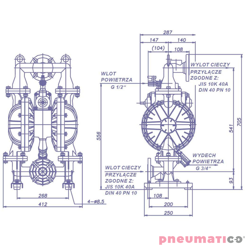 Pompa membranowa YAMADA NDP40BASR NDP-40BAS-RC 1 1/2" Pompa membranowa YAMADA NDP40BASR NDP-40BAS-RC 1 1/2"