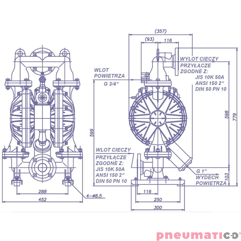 Pompa membranowa YAMADA (NDP-50BASR) NDP-50BAS-RC 2" Pompa membranowa YAMADA (NDP-50BASR) NDP-50BAS-RC 2"