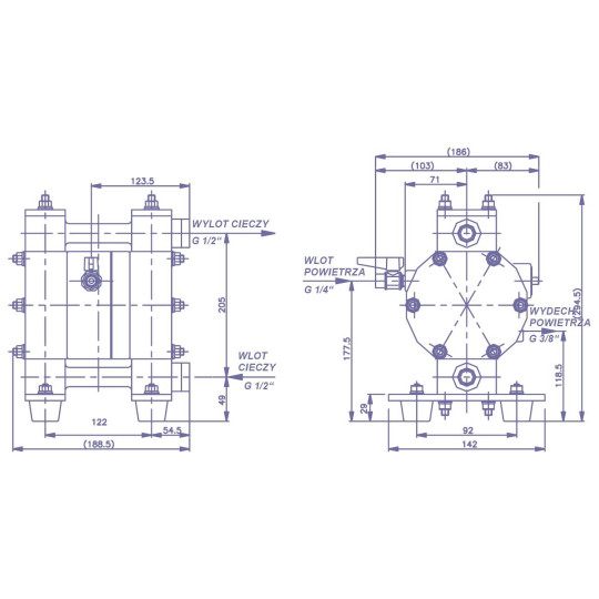 Pompa membranowa YAMADA (NDP-05FVT) NDP-5FVT 1/4" Pompa membranowa YAMADA (NDP-05FVT) NDP-5FVT 1/4"