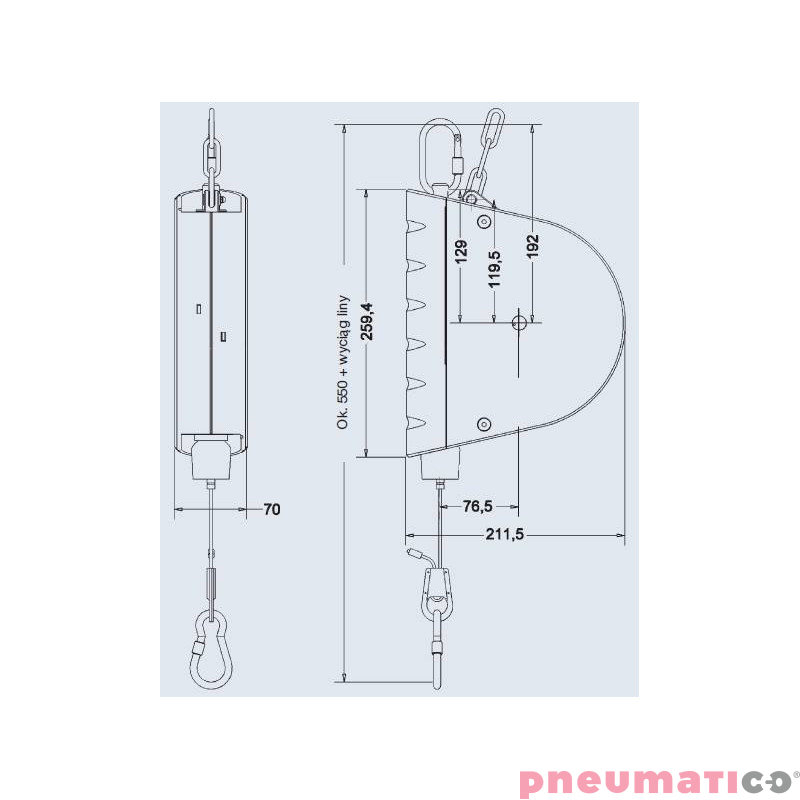 Balanser linkowy Carl Stahl Kromer 4-8kg 3000mm Balanser linkowy Carl Stahl Kromer 4-8kg 3000mm