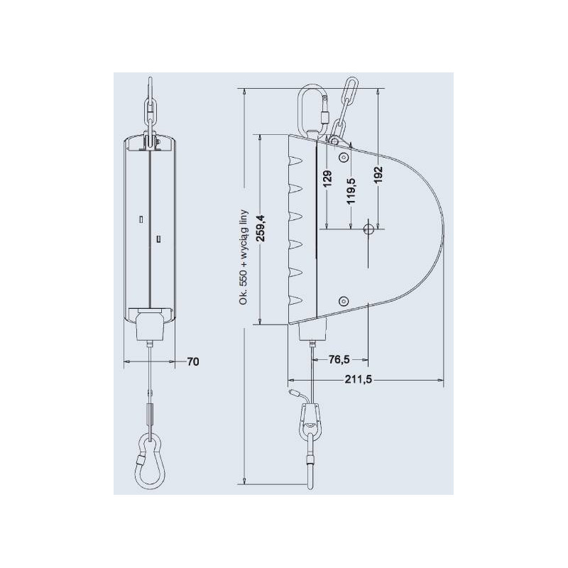 Balanser linkowy Carl Stahl Kromer 7-10kg 3000mm z hamulcem 