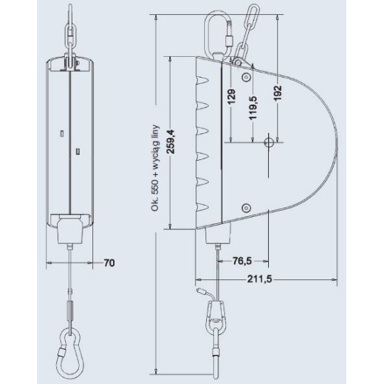 Balanser linkowy Carl Stahl Kromer 7-10kg 3000mm z hamulcem 