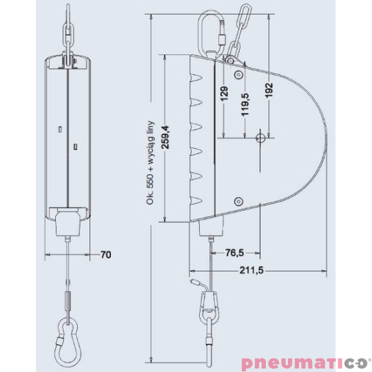 Balanser linkowy Carl Stahl Kromer 10-14kg 3000mm z hamulcem 