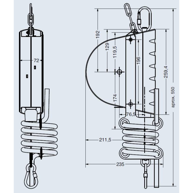 Balanser linkowy Carl Stahl Kromer z przewodem powietrznym 9x13mm 2-5kg 3000mm Balanser linkowy Carl Stahl Kromer z przewodem powietrznym 9x13mm 2-5kg 3000mm
