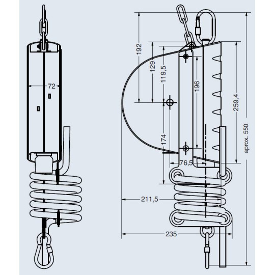 Balanser linkowy Carl Stahl Kromer z przewodem powietrznym 9x13mm 2-5kg 3000mm Balanser linkowy Carl Stahl Kromer z przewodem powietrznym 9x13mm 2-5kg 3000mm