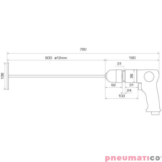 Mieszadło pneumatyczne lakiernicze SP-7527-M Mieszadło pneumatyczne lakiernicze SP-7527-M