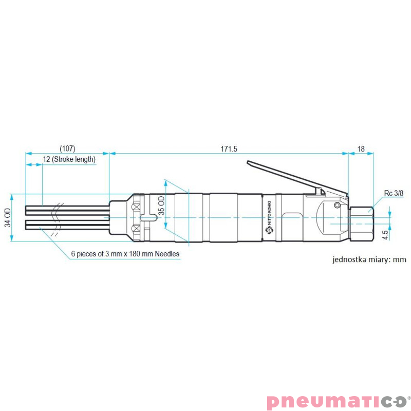 schemat i wymiary NITTO KOHKI JT-16 schemat i wymiary NITTO KOHKI JT-16