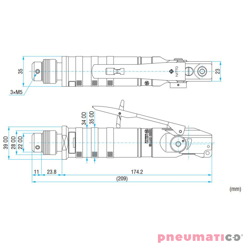 Rozwiertak NITTO KOHKI BC-005 schemat i wymiary Rozwiertak NITTO KOHKI BC-005 schemat i wymiary