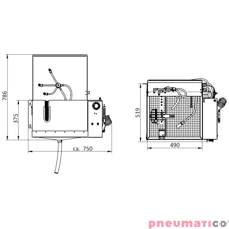 Automatyczna myjnia do pistolet&oacute;w lakierniczych Starter-DUO B-TEC wymiary
