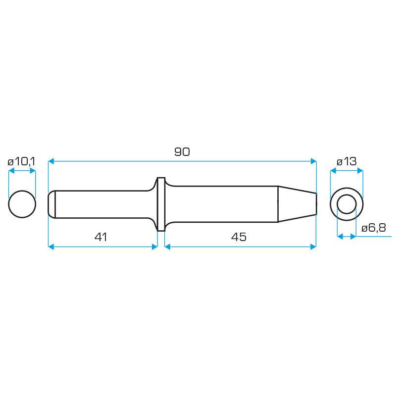 Dłuto do zakuwania nitów 1/8" wymiary Dłuto do zakuwania nitów 1/8" wymiary