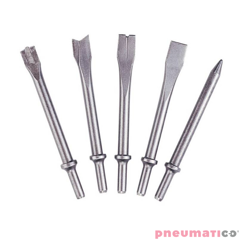 Kpl. 5szt. grotów do młotka pneumatycznego uchwyt 6-kt. JAZ-3945 Kpl. 5szt. grotów do młotka pneumatycznego uchwyt 6-kt. JAZ-3945