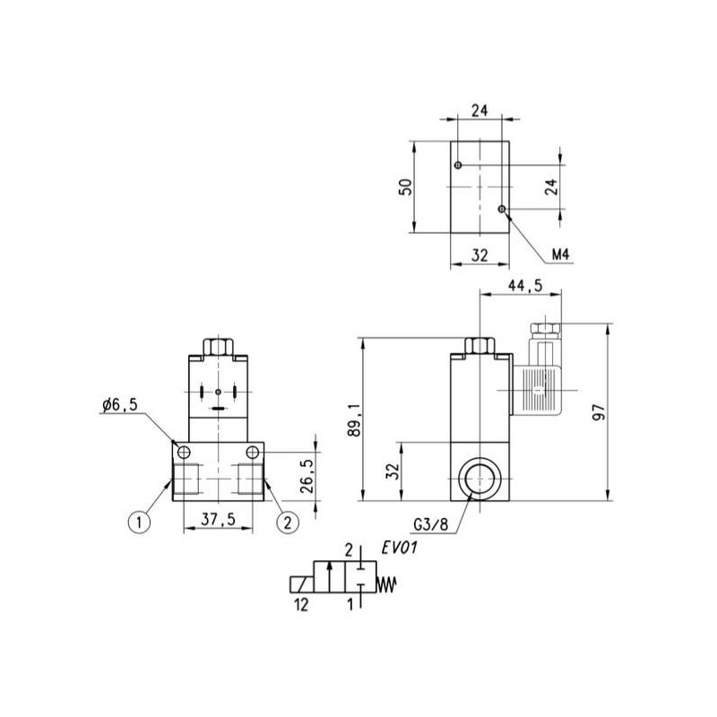 ELEKTROZAWÓR 2/2 NC 24V DC G3/8 CAMOZZI 623-15G-A63 ELEKTROZAWÓR 2/2 NC 24V DC G3/8 CAMOZZI 623-15G-A63