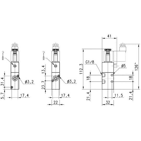 ELEKTROZAW&Oacute;R 3/2 NC 1/8" CAMOZZI 338L-015-02