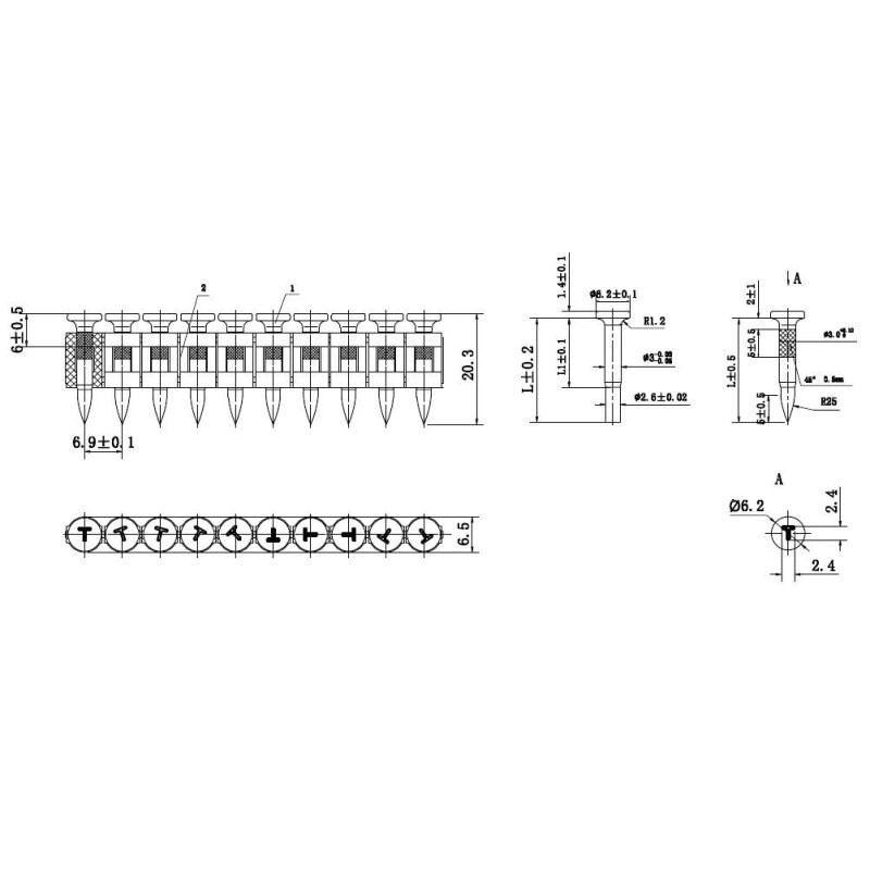 Gwoździe utwardzone do betonu i stali HC6-15 1op.-1000szt Gwoździe utwardzone do betonu i stali HC6-15 1op.-1000szt
