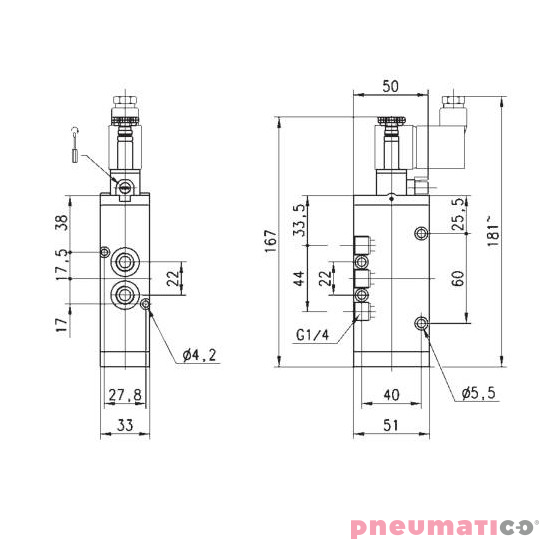ELEKTROZAWÓR 5/2 1/4" CAMOZZI 454-015-22 ELEKTROZAWÓR 5/2 1/4" CAMOZZI 454-015-22