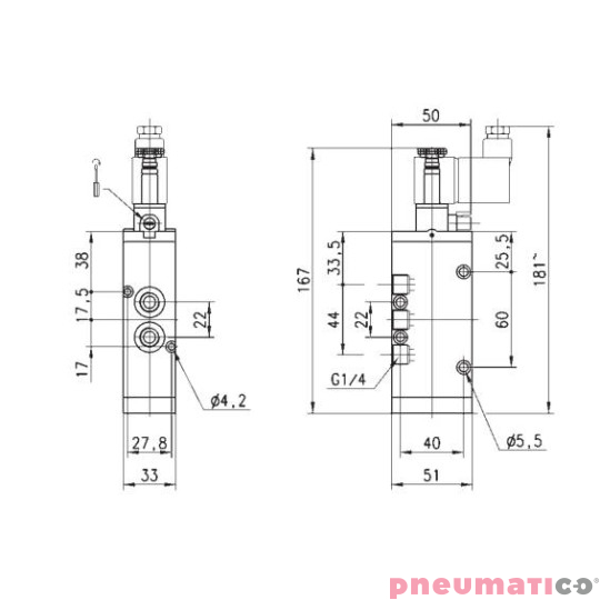 ELEKTROZAW&Oacute;R 5/2 1/4" CAMOZZI 454-016-22