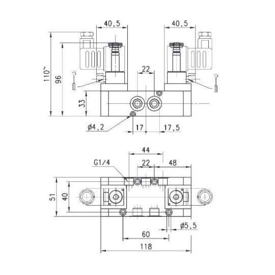 ELEKTROZAWÓR 5/2 1/4" CAMOZZI 454-V11-22 ELEKTROZAWÓR 5/2 1/4" CAMOZZI 454-V11-22