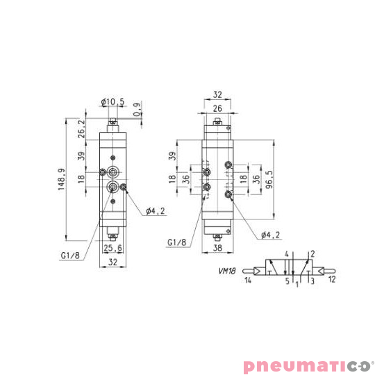 ELEKTROZAWÓR 5/2 1/8" CAMOZZI 458-011-294 ELEKTROZAWÓR 5/2 1/8" CAMOZZI 458-011-294
