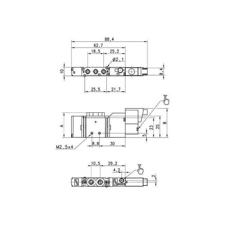 ELEKTROZAWÓR 5/2 M5 24V CAMOZZI E521-16-10-K13 ELEKTROZAWÓR 5/2 M5 24V CAMOZZI E521-16-10-K13