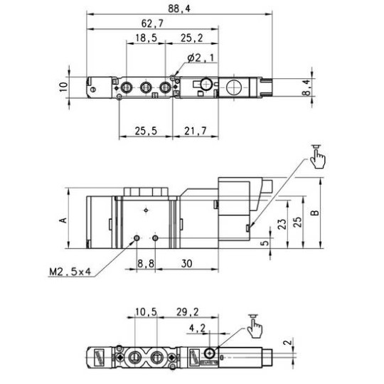 ELEKTROZAWÓR 5/2 M5 24V CAMOZZI E521-16-10-K13 ELEKTROZAWÓR 5/2 M5 24V CAMOZZI E521-16-10-K13