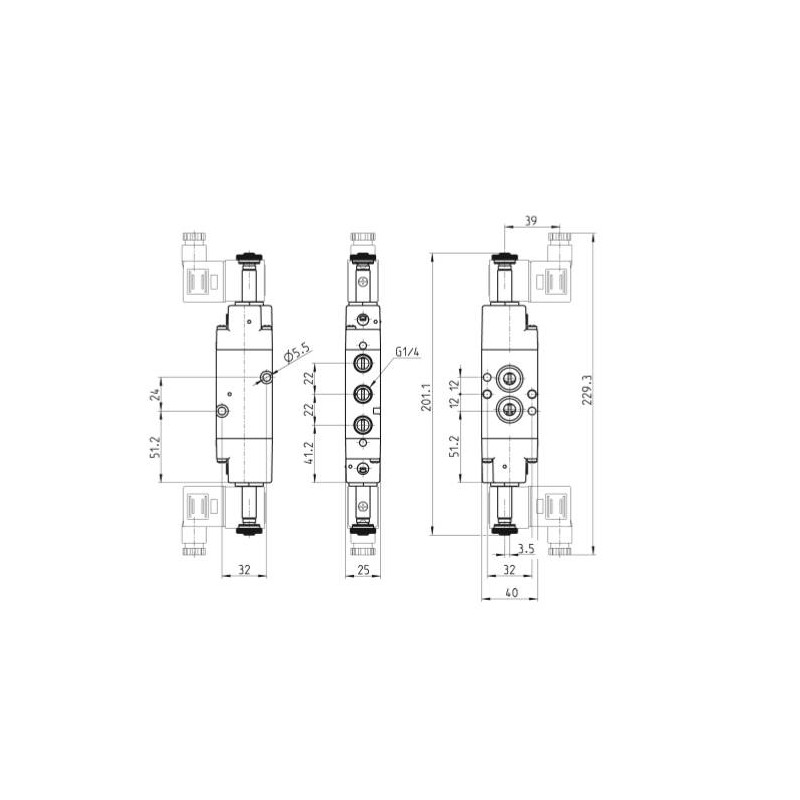 ELEKTROZAWÓR 5/2 1/4" CAMOZZI NA54N-11-02 ELEKTROZAWÓR 5/2 1/4" CAMOZZI NA54N-11-02