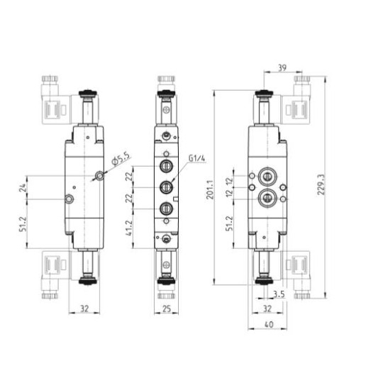 ELEKTROZAWÓR 5/2 1/4" CAMOZZI NA54N-11-02 ELEKTROZAWÓR 5/2 1/4" CAMOZZI NA54N-11-02