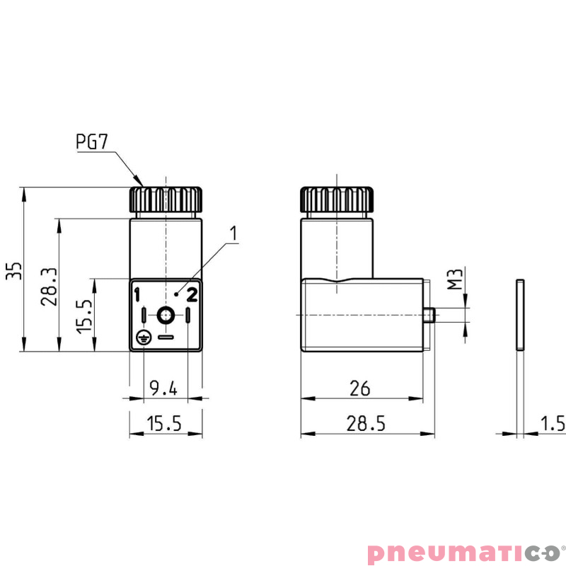 Wtyczka DIN 43650 do elektrozaworu CAMOZZI 126-800
