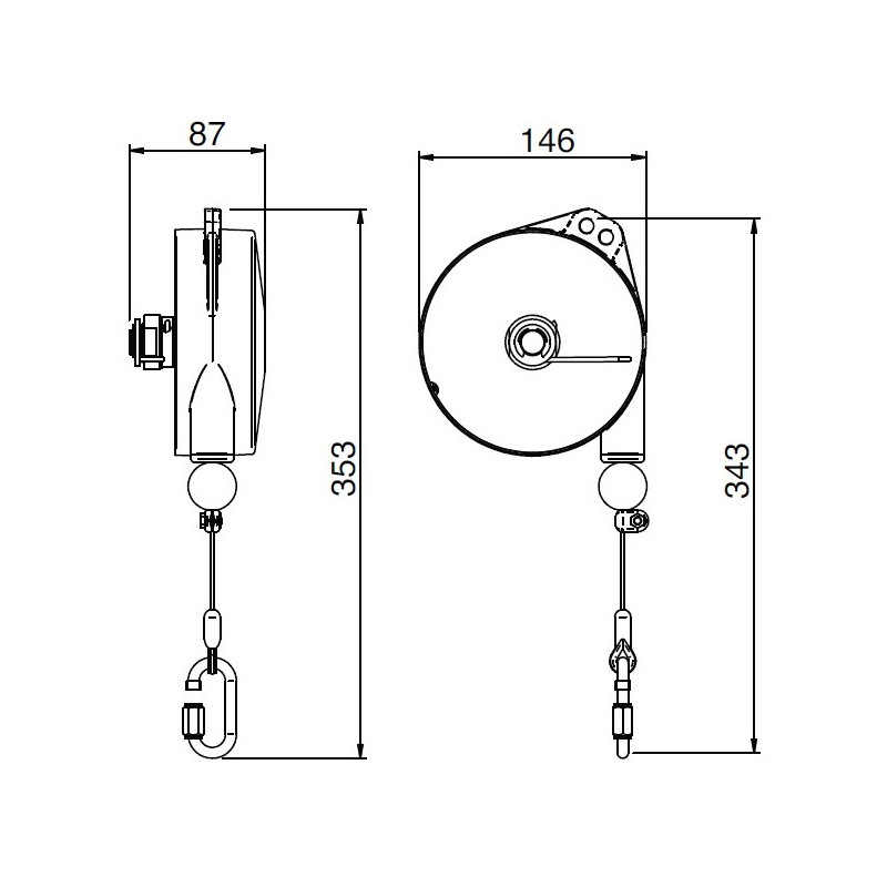 Balanser linkowy LIGHT.4 TECNA 2-4 kg 2500mm + uchwyt