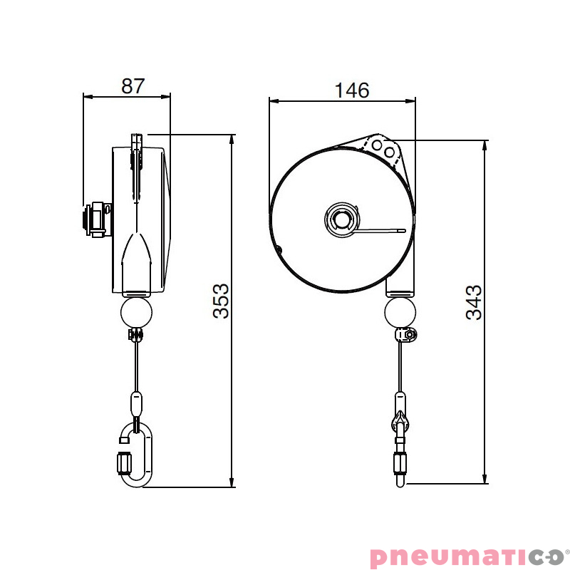 Balanser linkowy LIGHT.4 TECNA 2-4 kg 2500mm + uchwyt