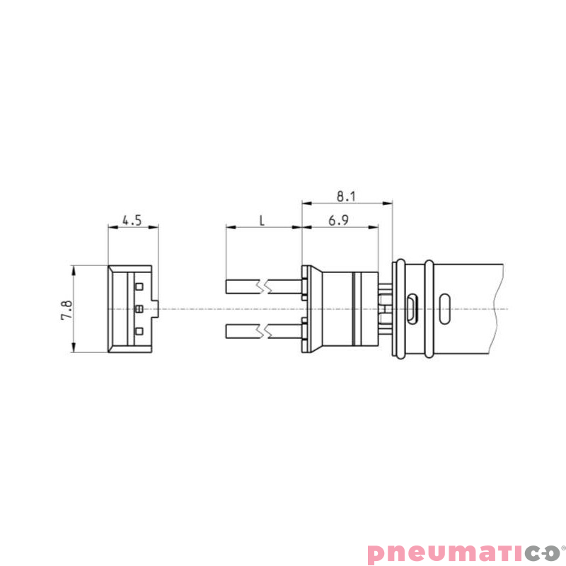 Wtyczka z zatrzaskiem 300mm K8 CAMOZZI 120-J803 Wtyczka z zatrzaskiem 300mm K8 CAMOZZI 120-J803