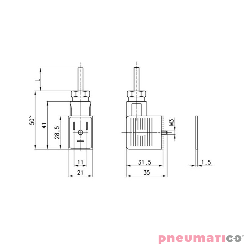 Wtyczka DIN 43650 przewód 5m CAMOZZI 122-550-5 Wtyczka DIN 43650 przewód 5m CAMOZZI 122-550-5