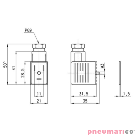 Wtyczka do elektrozaworu LED 110V CAMOZZI 122-702 Wtyczka do elektrozaworu LED 110V CAMOZZI 122-702
