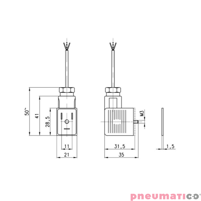 Wtyczka do elektrozaworu ujem. CAMOZZI 122-893C Wtyczka do elektrozaworu ujem. CAMOZZI 122-893C