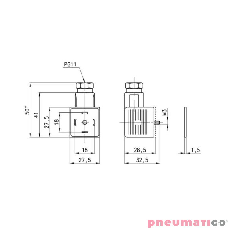 Wtyczka LED 24V DIN 43650 IP65 CAMOZZI 124-701