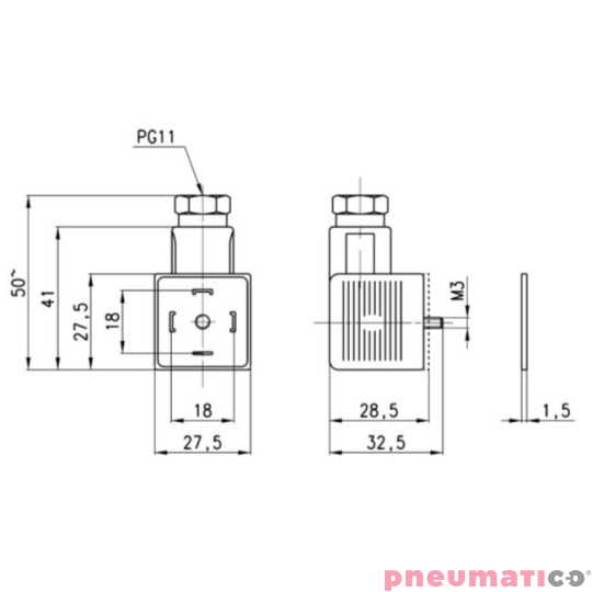 Wtyczka LED 24V DIN 43650 IP65 CAMOZZI 124-701