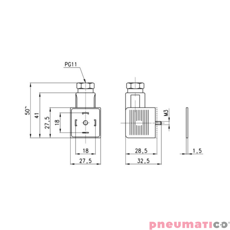Wtyczka LED 110V DIN 43650 IP65 CAMOZZI 124-702