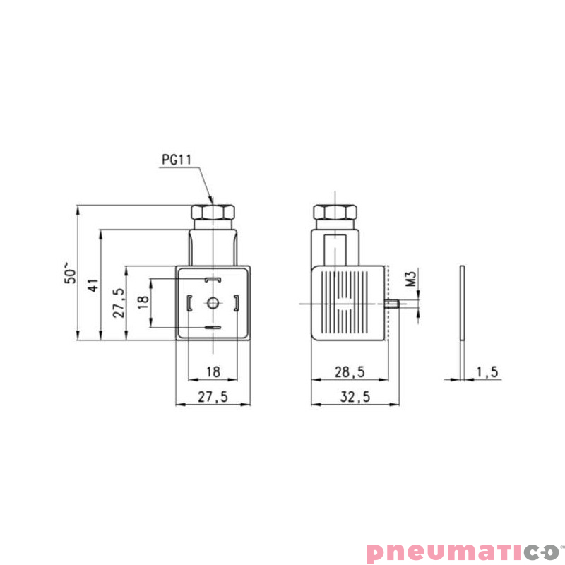 Wtyczka 3pin do czujnika ciśn. CAMOZZI 124-830EX Wtyczka 3pin do czujnika ciśn. CAMOZZI 124-830EX