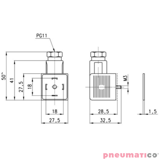 Wtyczka 3pin do czujnika ciśn. CAMOZZI 124-830EX Wtyczka 3pin do czujnika ciśn. CAMOZZI 124-830EX
