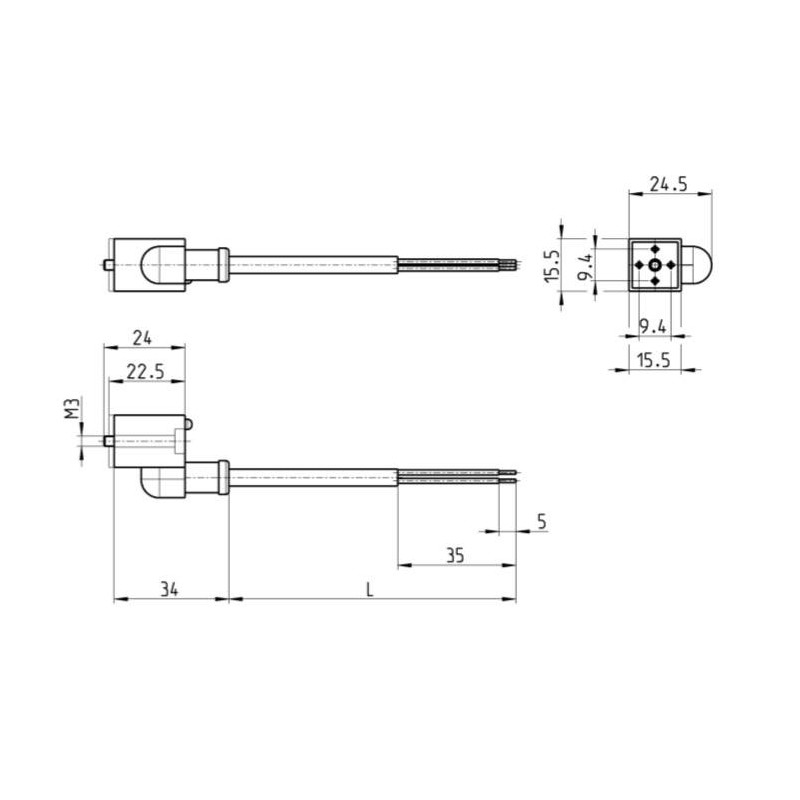 Wtyczka prosta z przewodem CAMOZZI 125-553-2