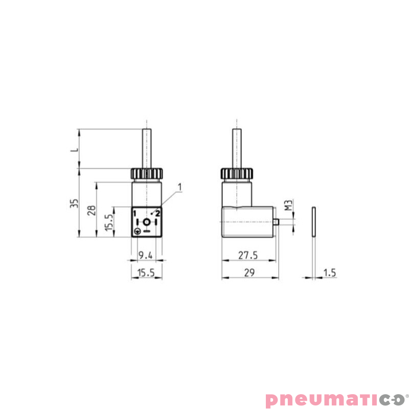 Wtyczka DIN 43650 9,4 mm+ LED CAMOZZI 125-601-2