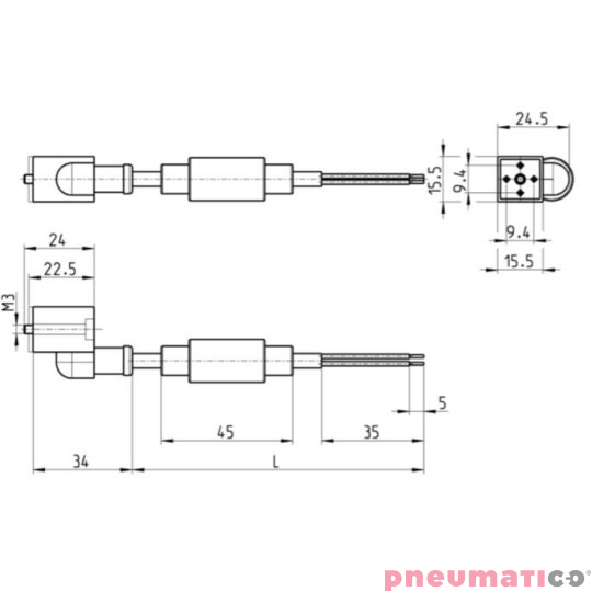 Wtyczka prosta z przewodem 5m CAMOZZI 125-903-5 Wtyczka prosta z przewodem 5m CAMOZZI 125-903-5