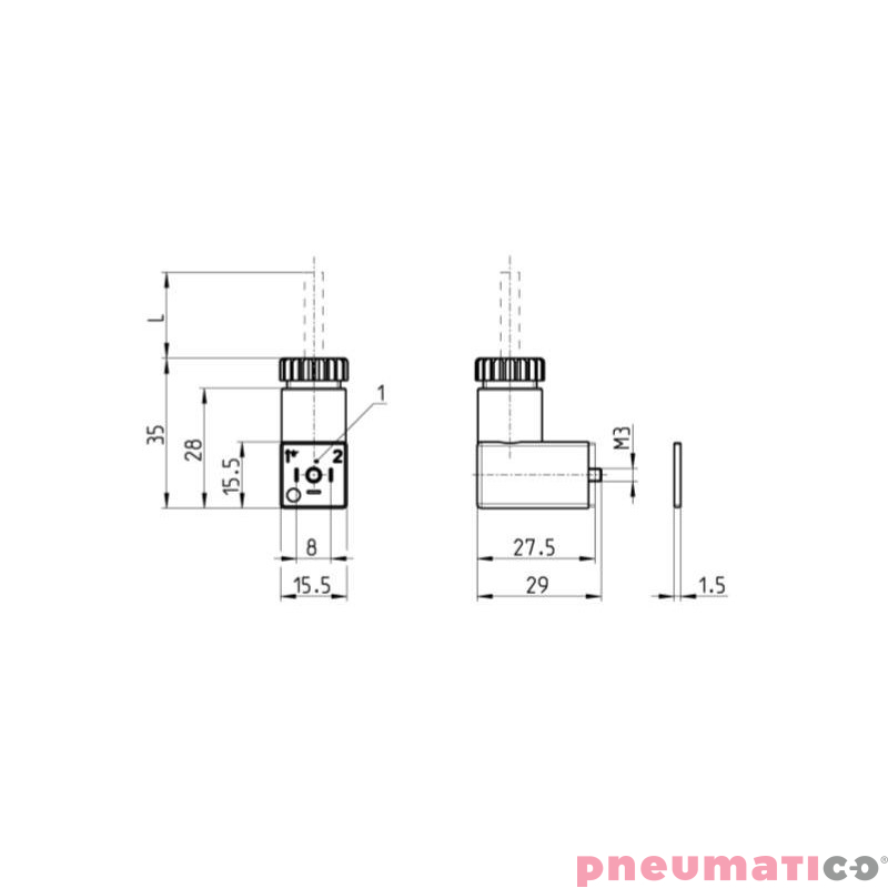Wtyczka DIN 43650 8 mm+LED+waryst CAMOZZI 126-701 Wtyczka DIN 43650 8 mm+LED+waryst CAMOZZI 126-701