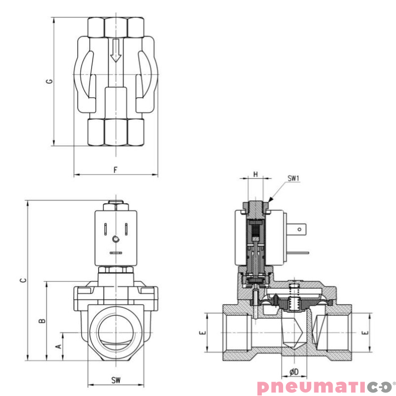 ELEKTROZAWÓR CAMOZZI CFB-A13L-W1 2/2 NO 3/8 FKM ELEKTROZAWÓR CAMOZZI CFB-A13L-W1 2/2 NO 3/8 FKM