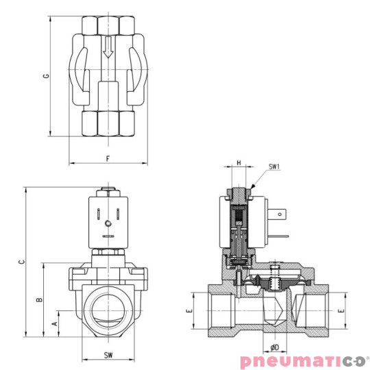 ELEKTROZAWÓR CAMOZZI CFB-A13L-W1 2/2 NO 3/8 FKM ELEKTROZAWÓR CAMOZZI CFB-A13L-W1 2/2 NO 3/8 FKM