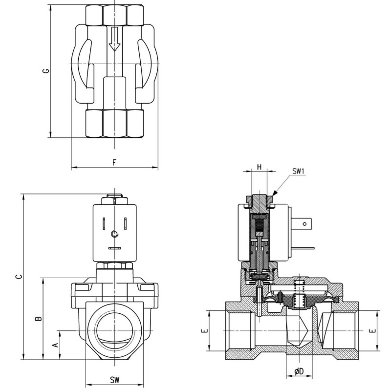 ELEKTROZAW&Oacute;R CAMOZZI CFB-A14N-R1 2/2 NO G 1/2