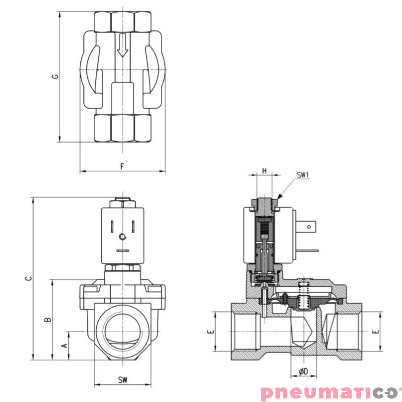 ELEKTROZAW&Oacute;R CAMOZZI CFB-A14N-W1 2/2 NO 1/2 FKM